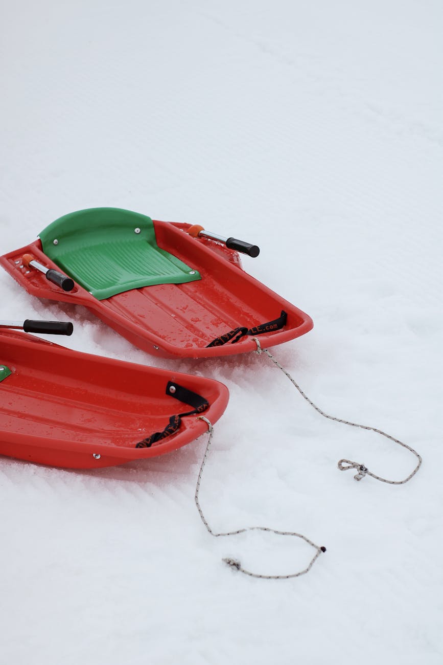 empty sleighs on snow